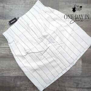 Express Comfort Waist Striped Linen Mini Skirt Size S